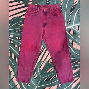 Vintage Levi’s 550 Loose Fit Tapered Long Fuchsia High Waisted Mom Jeans Rocker